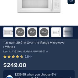 1.6-cu ft 29.9-in Over-the-Range Microwave (White )