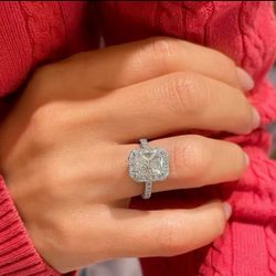  2 Carat Moissanite Ring  Silver 925 Engagement Wedding Rings w