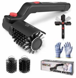 (AAAA-25) Electric Grill Brush – No Bristle Shedding, High Torque with 3-Speed Modes, 2026 Upgraded Rechargeable & Adjustable-Angle Grill Cleaner, Gif