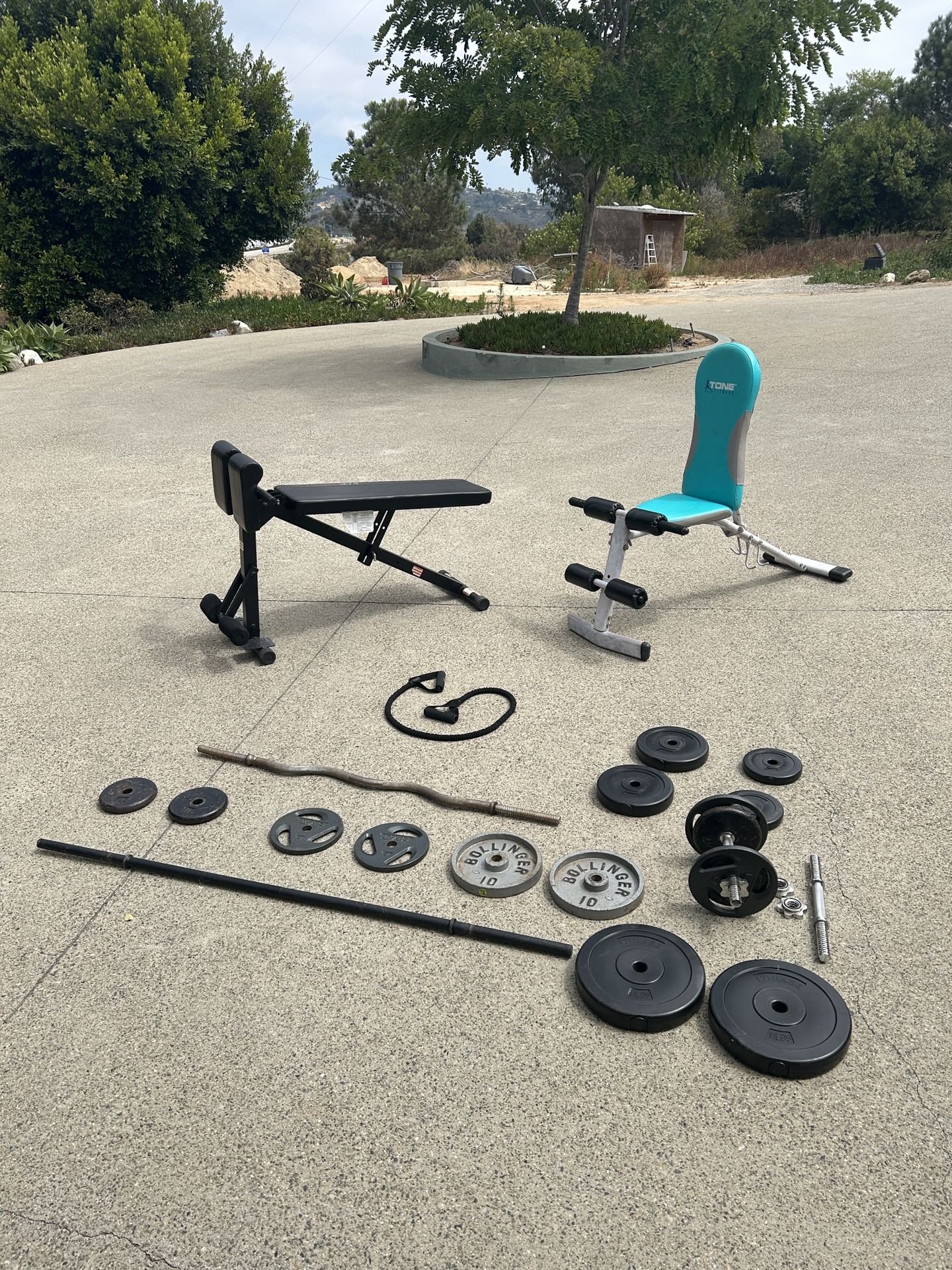 Complete Home Gym Set - Adjustable Benches, Weights, Bars & More!