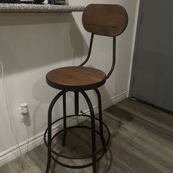 Rustic Wooden Bar Chairs with Backs (2)