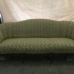 Vintage Curved Back Sofa – Solid Wood Frame – Great Reupholstery Project