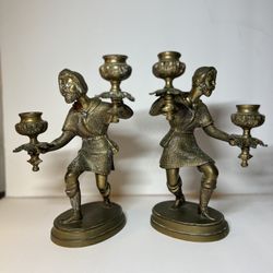 Antique Bronze Candlestick Late Victorian English Candelabra 19th C