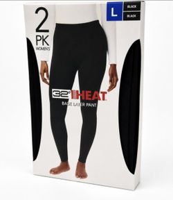 32° Heat Women's Black Base Layer Pant - 2 Pack (L)