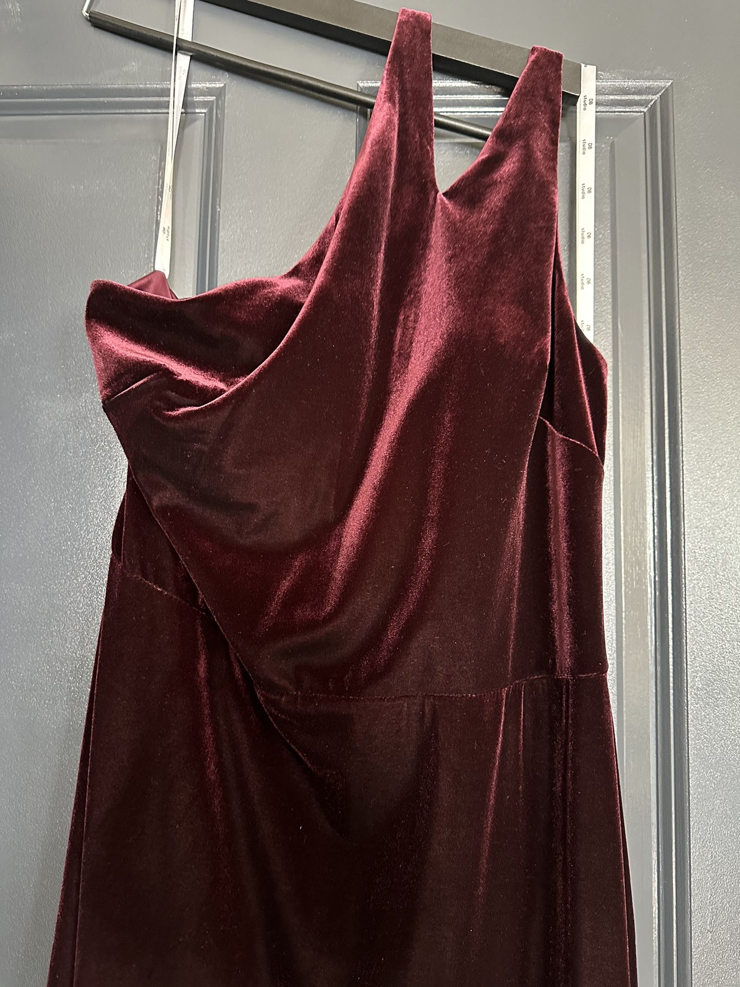 David’s Bridal Floor Length Velvet Burgundy Dress