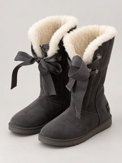 Women’s Black Faux-Suede Ankle Boots with Faux-Fur Cuffs & Bows 10