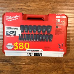 Milwaukee impact socket set 1/2 SAE