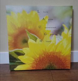 Sunflower LAUGH Inspirational Canvas Wall Art