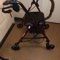 Walker Like New Medline Burgundy Used Once Or Twice Good Brakes Waterproof Memory From C Padded Back Brace And More