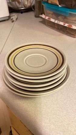 6 small ceramic plates, Made in USA