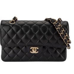 CHANEL Classic Flap CF Classic Chain Shoulder Strap Leather Chain Diamond Grain Embossed Cowhide Crossbody Shoulder Bag Small Size Women's (654)23