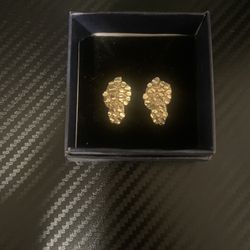 Gold Nugget Earrings 10k Gold 