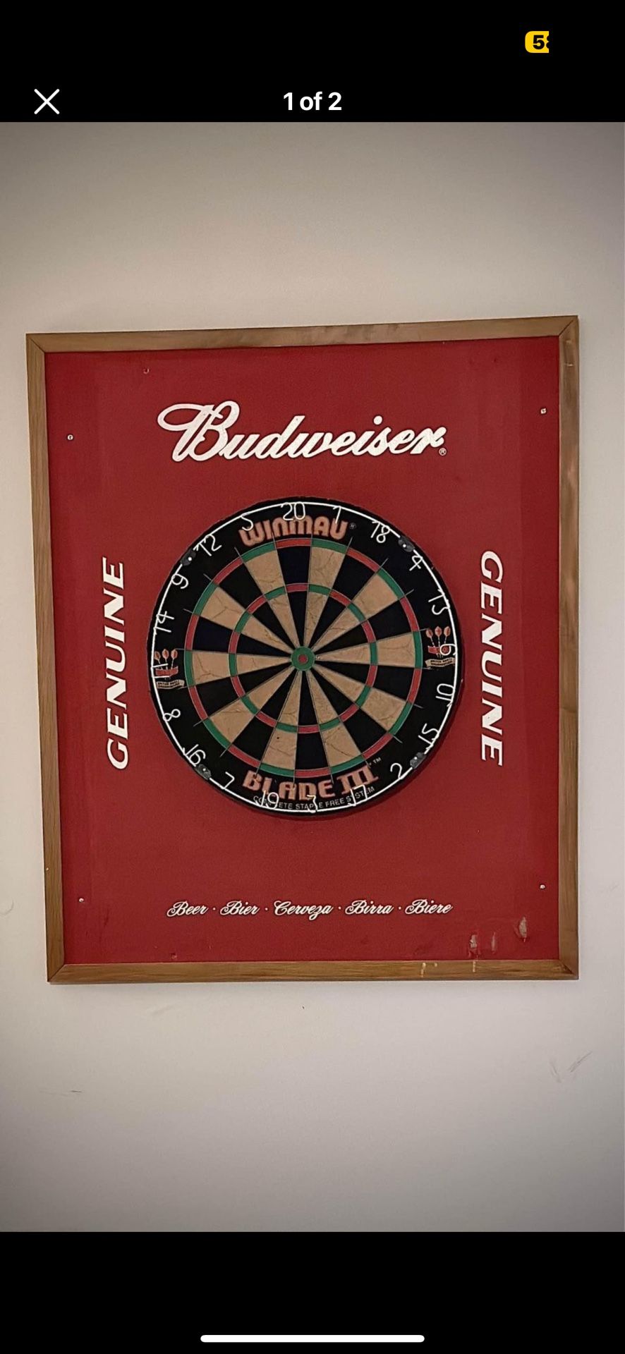 Vintage Budweiser Dart Board + Accessories