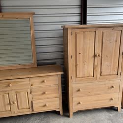 Full Bedroom Set Oak Wood 