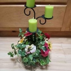 Forest of Pansies Candle Holder 15"