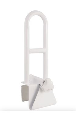 FSA/HSA Eligible, Vaunn Adjustable Bathtub Safety Rail Shower Grab Bar Handle, Stainless Steel, White