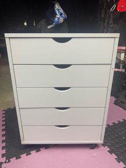 White 5-Drawer Rolling Storage Cabinet