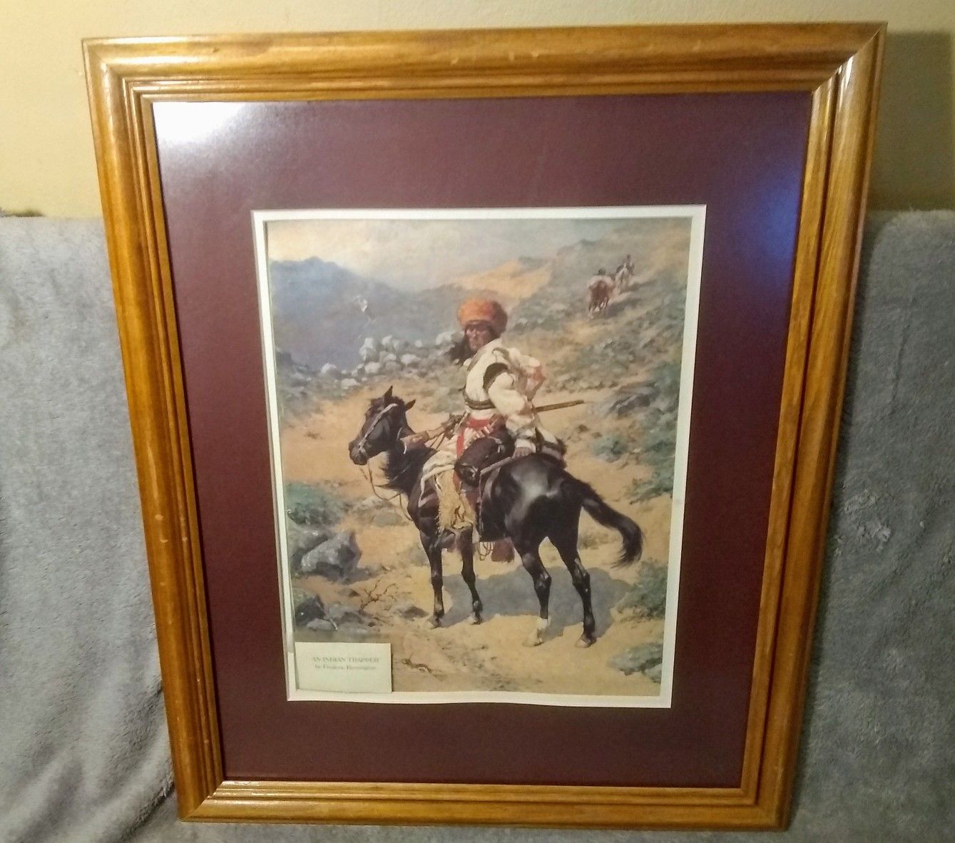 Frederic Remington "An Indian Trapper" Painting Print in Wood Frame