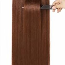 28" Straight Long 4 PCS Set Thick Clip in on Hair Extensions - Dark Copper #110