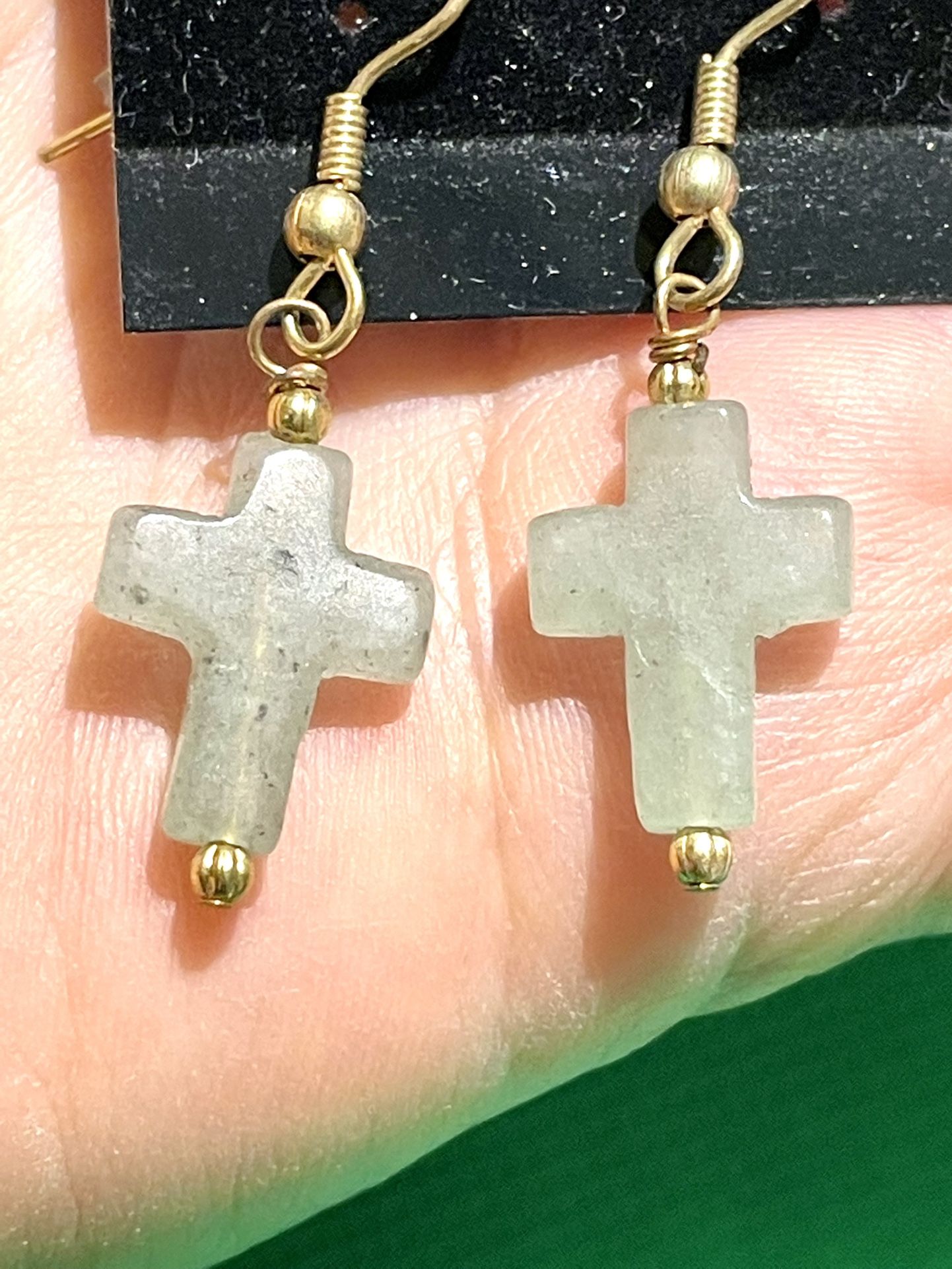 Pair Of Jade Religious Earrings