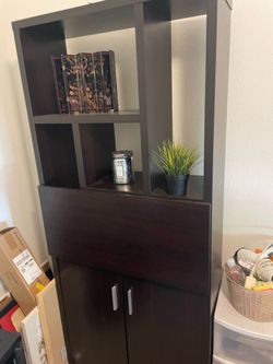 Desk shelving unit display shelves, all in one