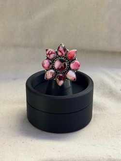 Essie Pink Rose Sterling Silver Adjustable Ring | Southwestern Jewelry