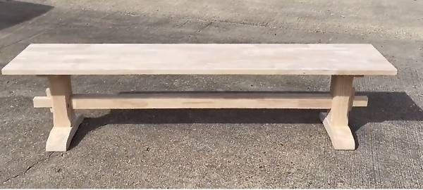 Extra-Large Solid Natural Wood Trestle Bench