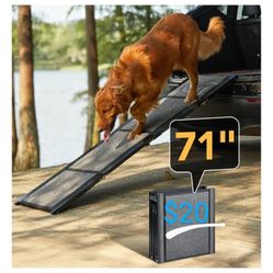 71" Foldable Aluminum Dog Pet Ramp 250 Lb Capacity Truck Vehicle SUV Portable Better Than Steps Doggie