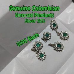 Genuine Colombian Emerald Pendants.