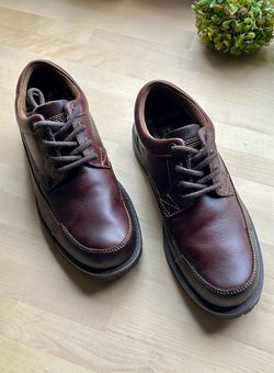 Chaps Men’s Brown Leather Laced Casual Oxford Plaid Flannel Lining Shoes size 8