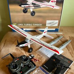 E-flite UMX Turbo Timber R/C STOL Acrobatic Trainer + Spectrum DX6i, Float Kit, Batteries, More!