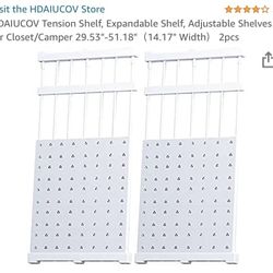 HDAIUCOV Tension Shelf, Expandable Shelf, Adjustable Shelves for Closet/Camper 29.53"-51.18"（14.17" Width） 2pcs