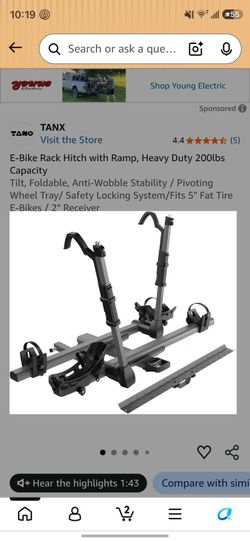 E bike rack hitch with ramp