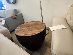 Round wood end table