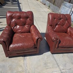 Drexel Heritage Furniture Leather Arm Chairs 