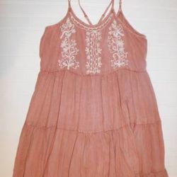 Women's Dress Beach by Exist Pink Boho Embroidered Strappy Coverup L