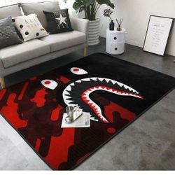 Camouflage Shark Red & Black 3.3×5ft $40