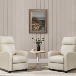 Set 2 Modern Fabric Recliner Chair Beige 