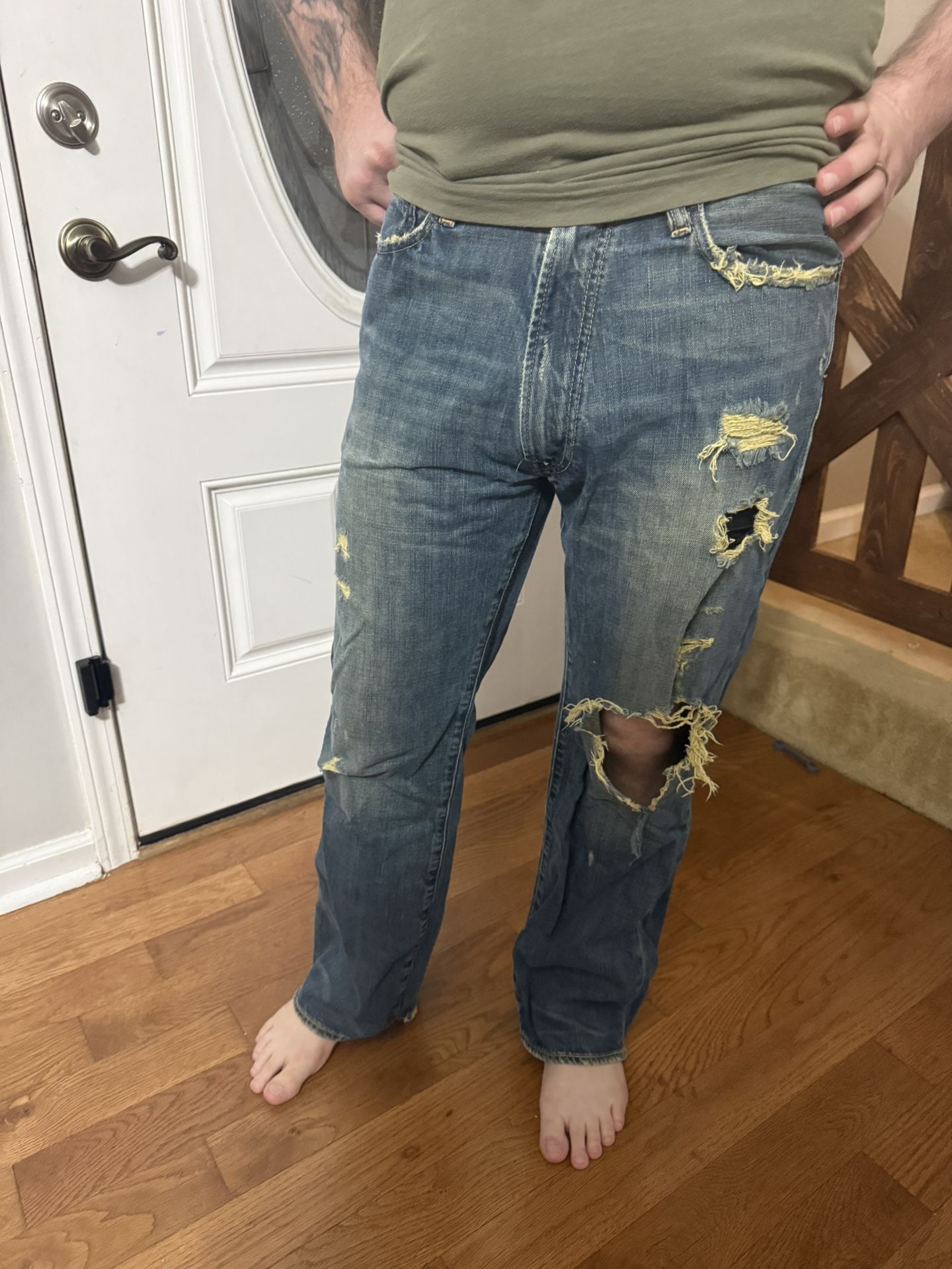 Abercrombie Fitch Boot Cut Distressed Jeans 30 X 30