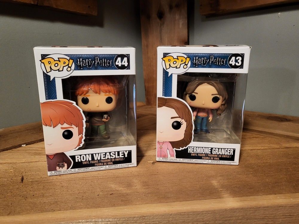 Two Harry Potter Funko Pops Hermione Granger #43 Ron Weasley #44