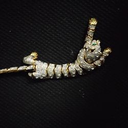 195.00

vintage costume jewelry rhinestone cat jaguar leopard panther bracelet gold tone green eyes articulated