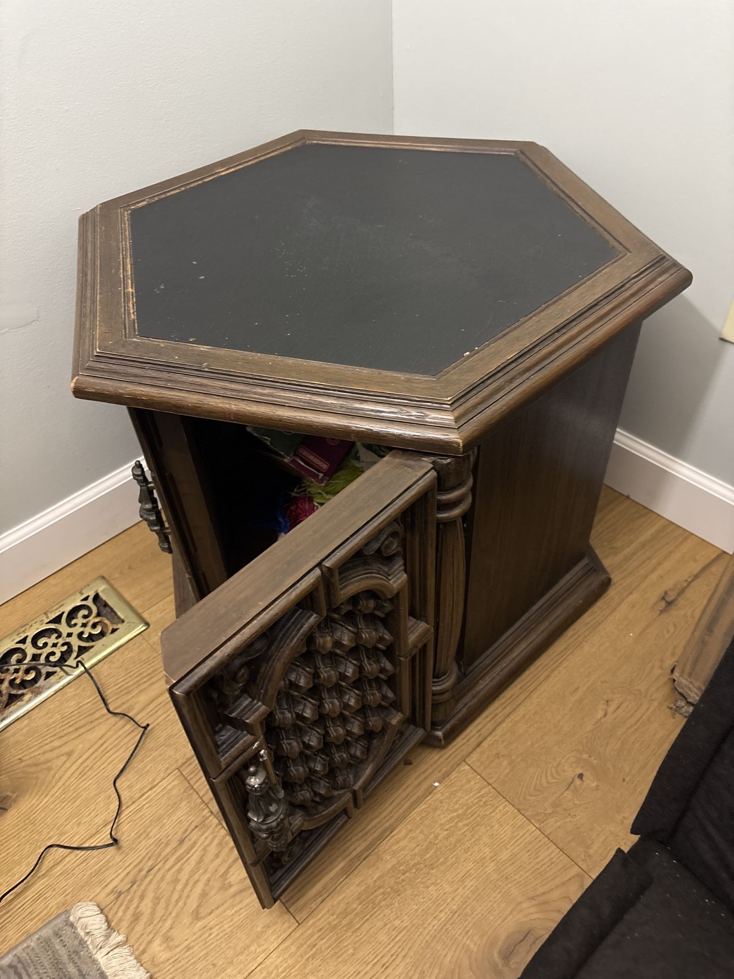 Vintage Wooden Hexagonal Cabinet