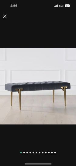 Jennifer Taylor Aria Gray Velvet $650 Upholstered Gold Accent Bench