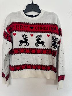 Merry Christmas Reindeer Knit Sweater Size S