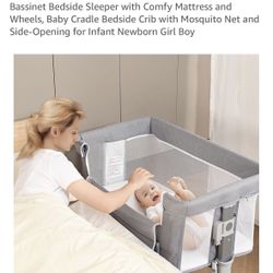 VEVOR Baby Bassinet, 5-Level Height Adjustable, Baby Bassinet Bedside Sleeper with Comfy Mattress and Wheels, Baby Cradle Bedside Crib with Mosquito N