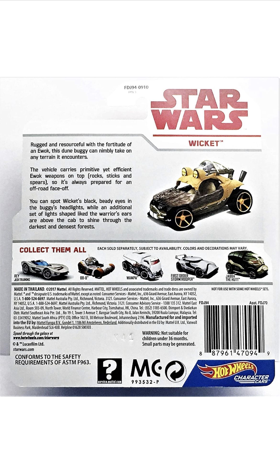 Hot Wheels Star Wars Wicket Character Car - 1:64 Scale Collectible Vehicle - View #3