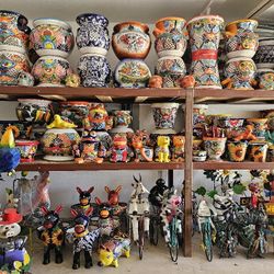 Amazing Mexican Talavera Pottery, Clay Pots, Spinners, Yard Art, Wall Decoration And More!!