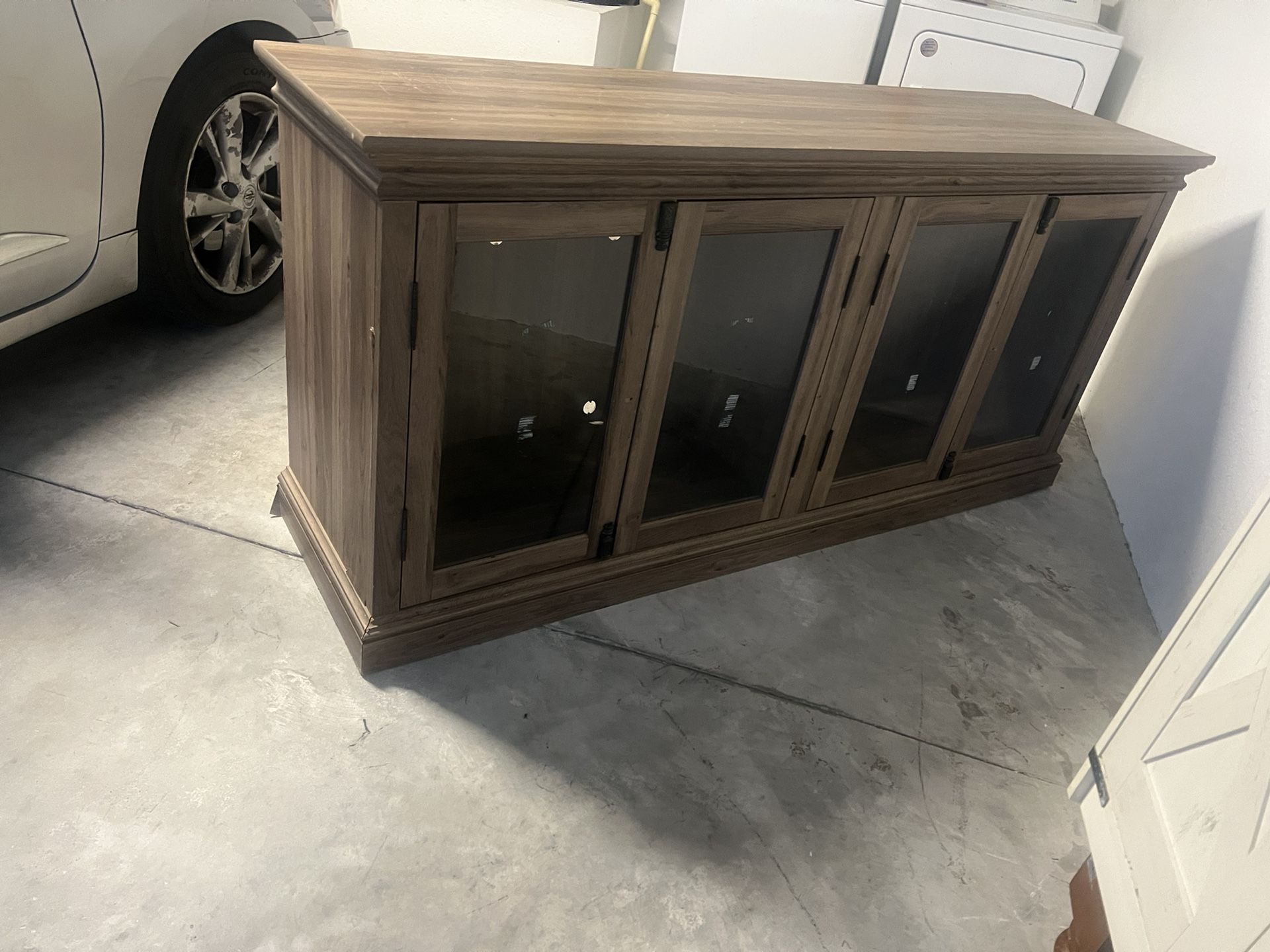 Wooden Entertainment Center With 2 Shelves