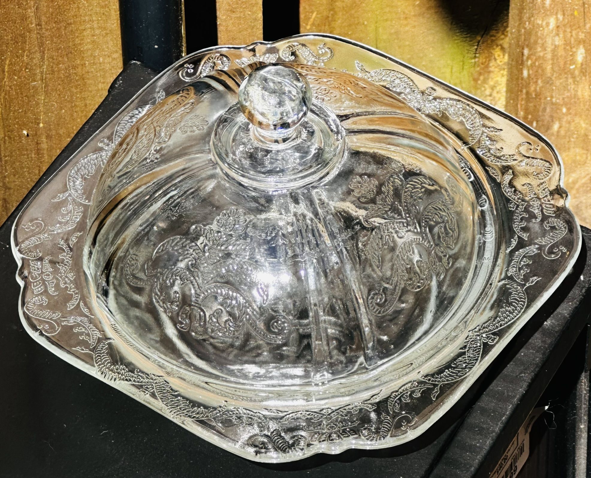 Federal Glass Madrid Recollection of 1930’s Covered Butter or Cheese Dish