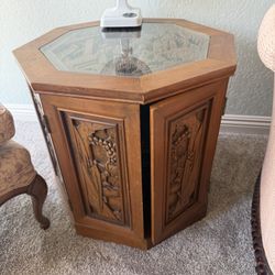 Two Hand Carved And Tables